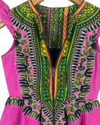 Pink Ankara Dashiki African Print Zip - Front Top - Funkify