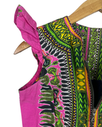Pink Ankara Dashiki African Print Zip - Front Top - Funkify