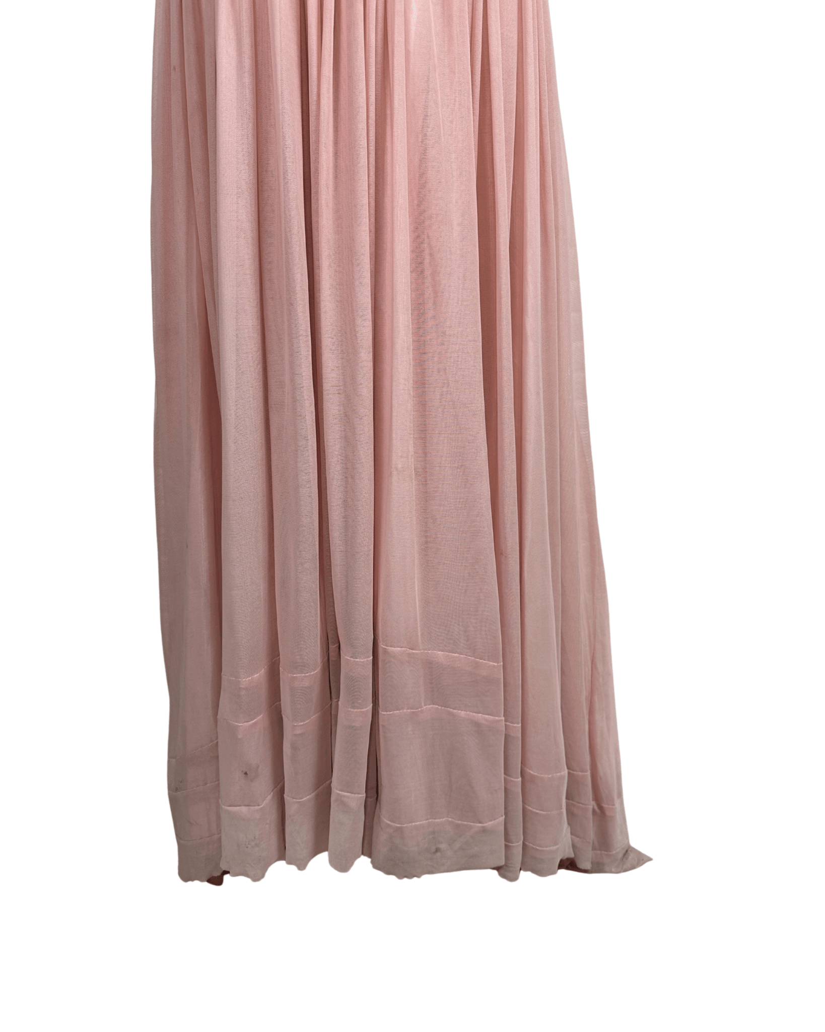 Pink Evening Gown with Sheer Beaded Bodice & Back - Funkify