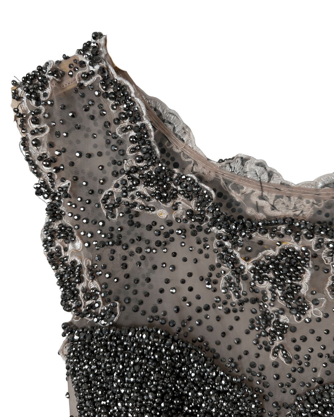 Pink Evening Gown with Sheer Beaded Bodice & Back - Funkify