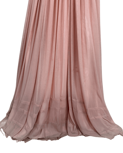 Pink Evening Gown with Sheer Beaded Bodice & Back - Funkify