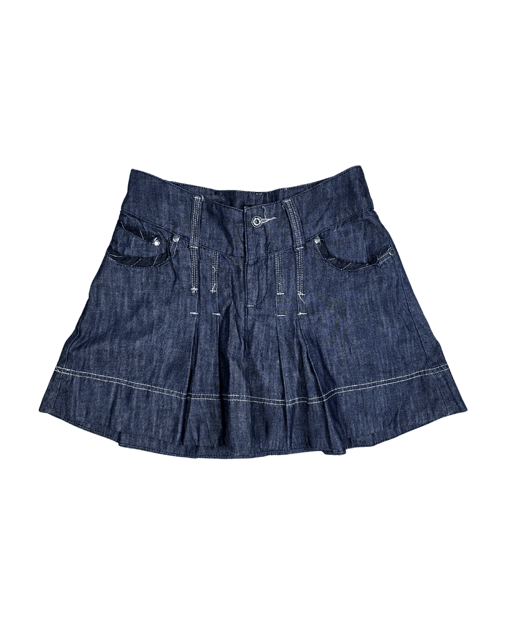 P&J Pleated Denim Mini Skirt - Size EU 38 (Medium) - Funkify