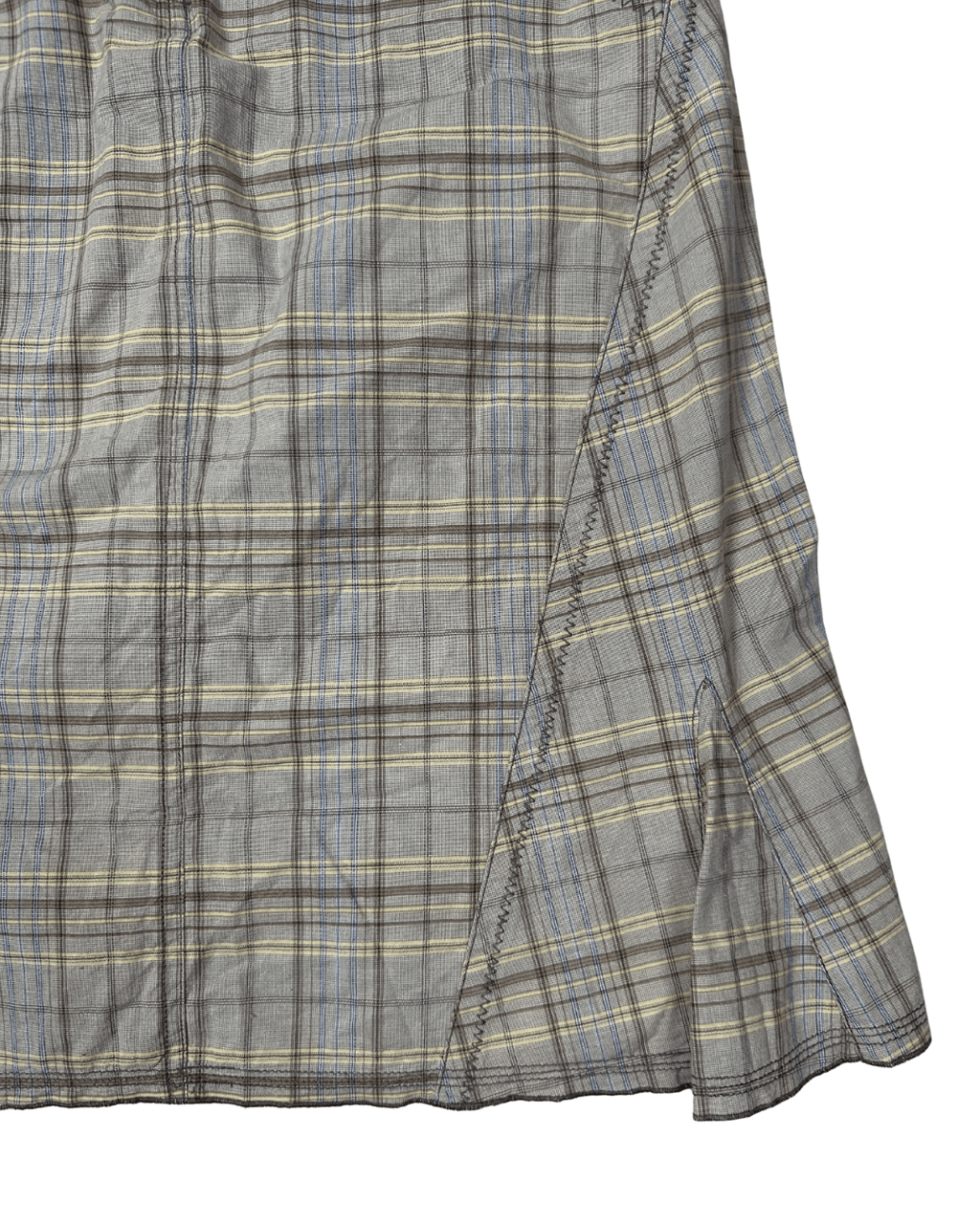Plaid A - Line Midi Skirt with Front Pockets and Back Pockets - Funkify