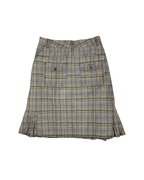 Plaid A - Line Midi Skirt with Front Pockets and Back Pockets - Funkify