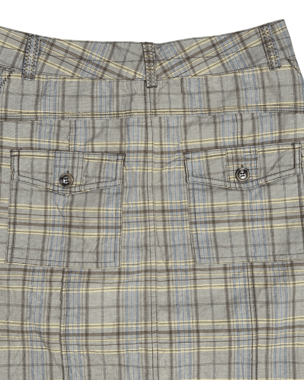 Plaid A - Line Midi Skirt with Front Pockets and Back Pockets - Funkify