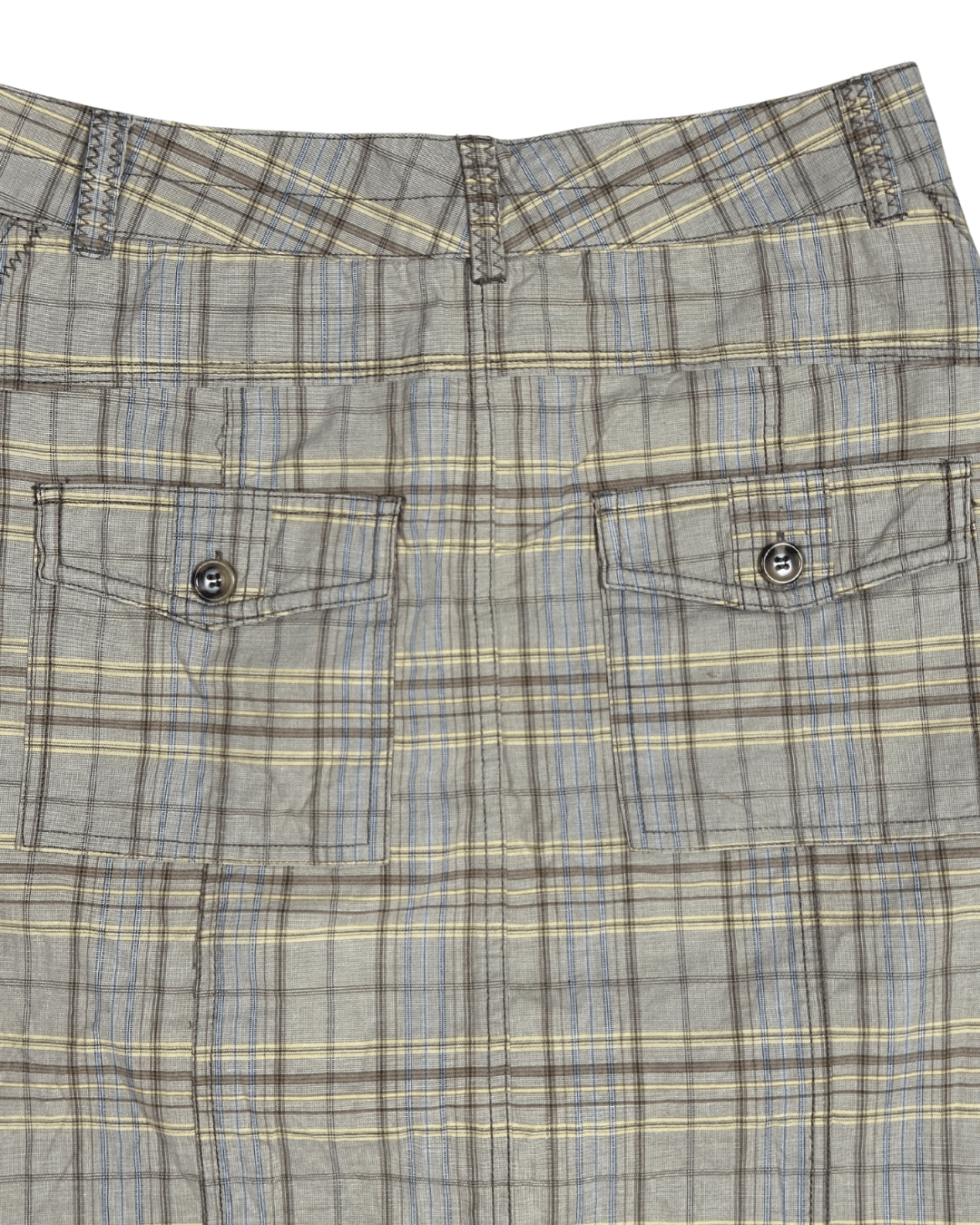 Plaid A - Line Midi Skirt with Front Pockets and Back Pockets - Funkify