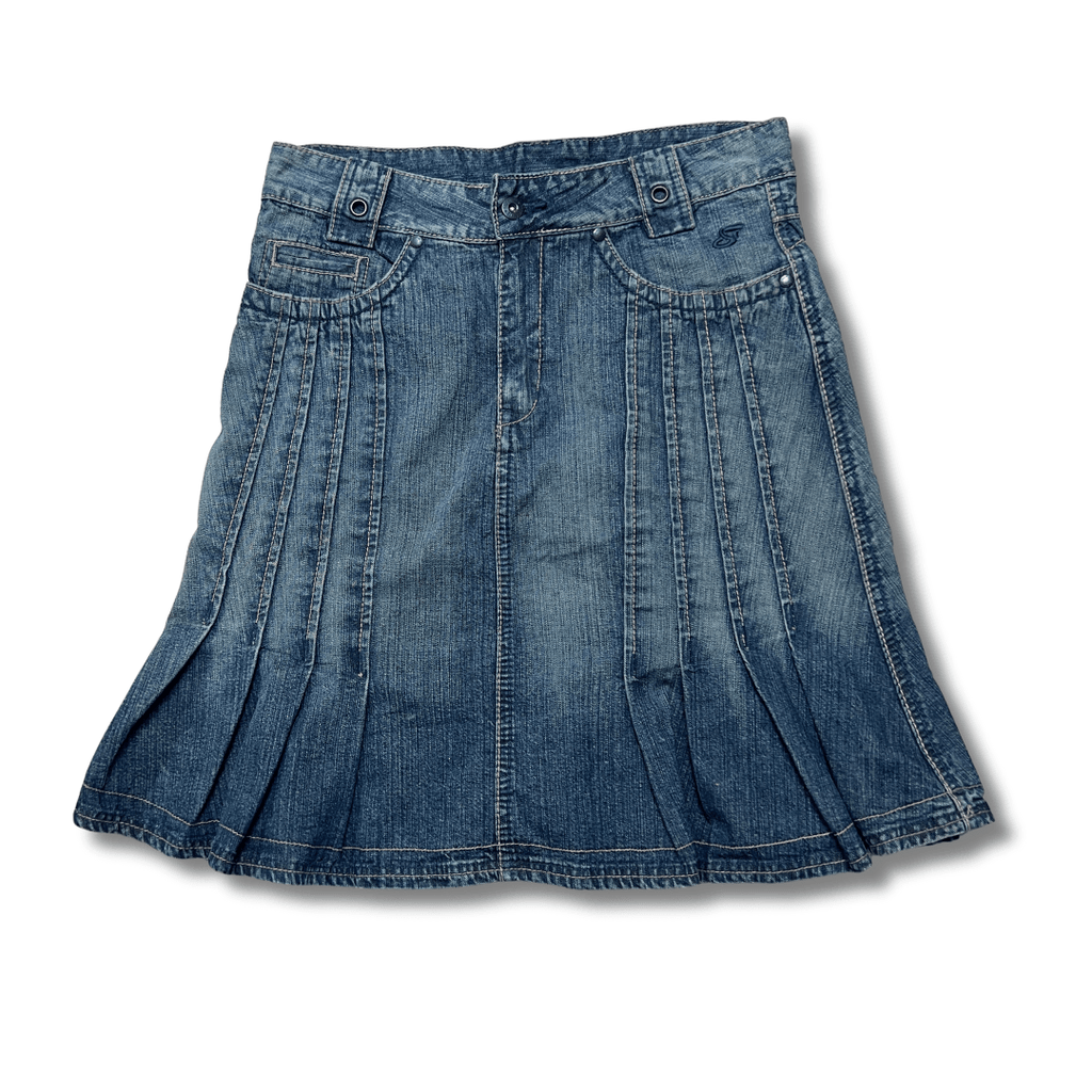 Pleated Denim Skirt - Funkify
