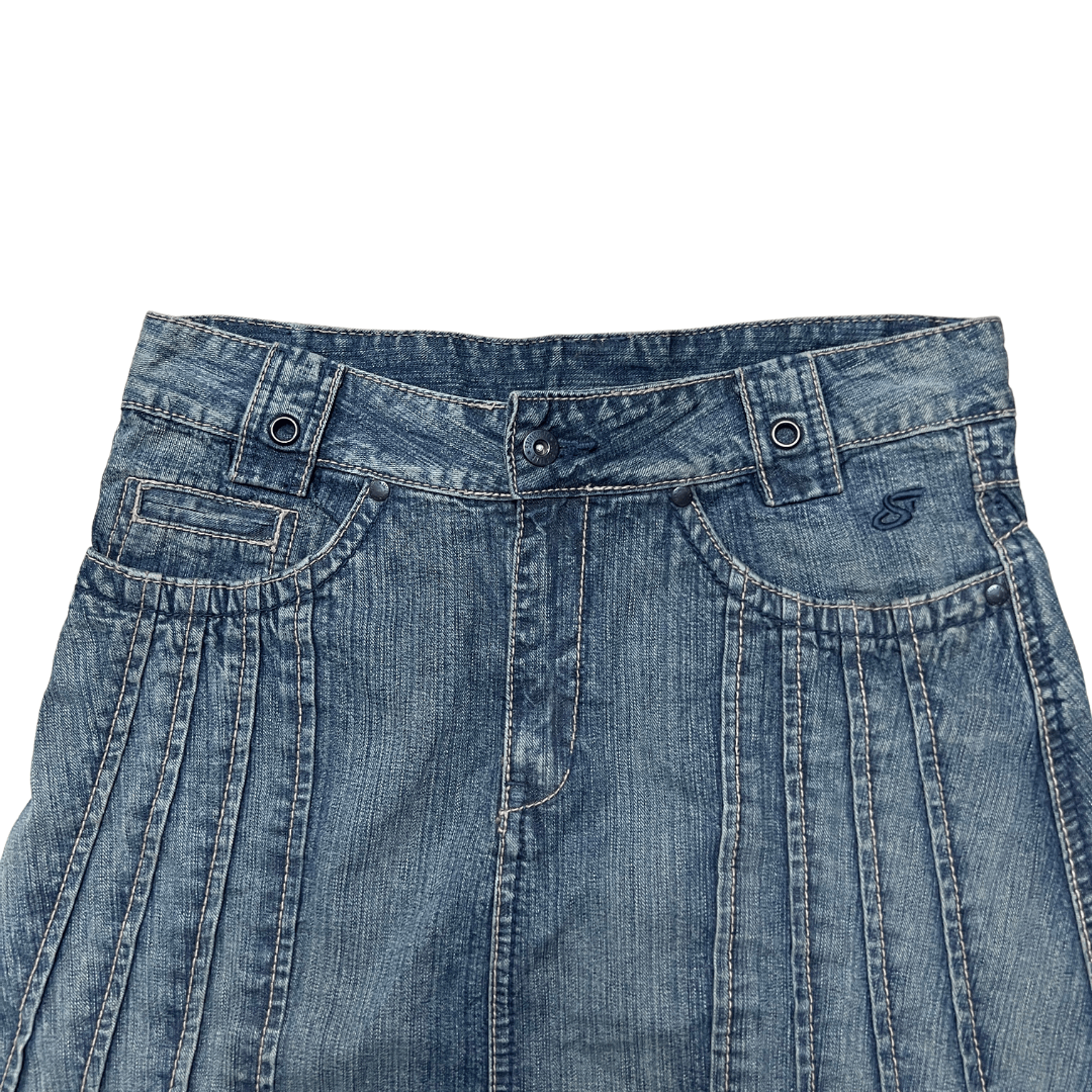 Pleated Denim Skirt - Funkify