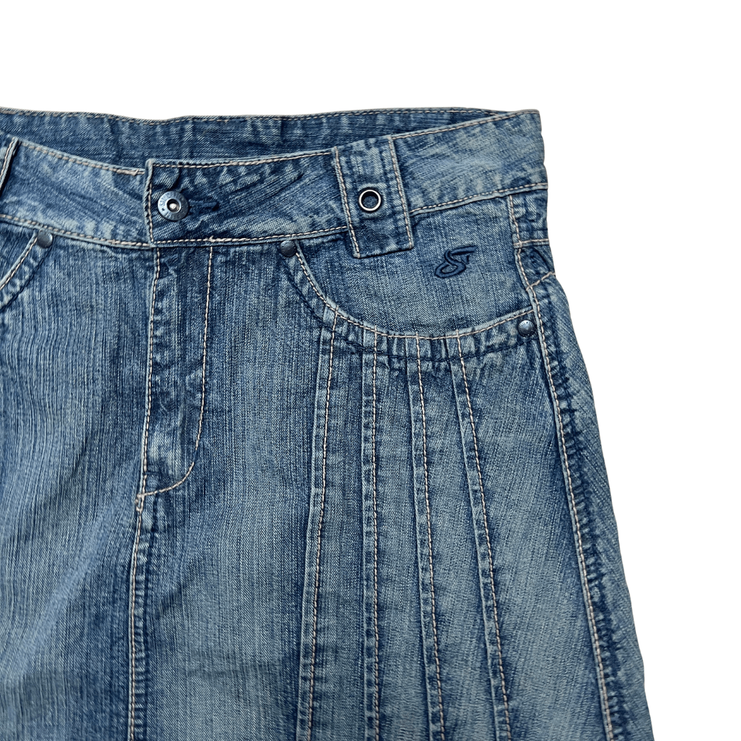 Pleated Denim Skirt - Funkify