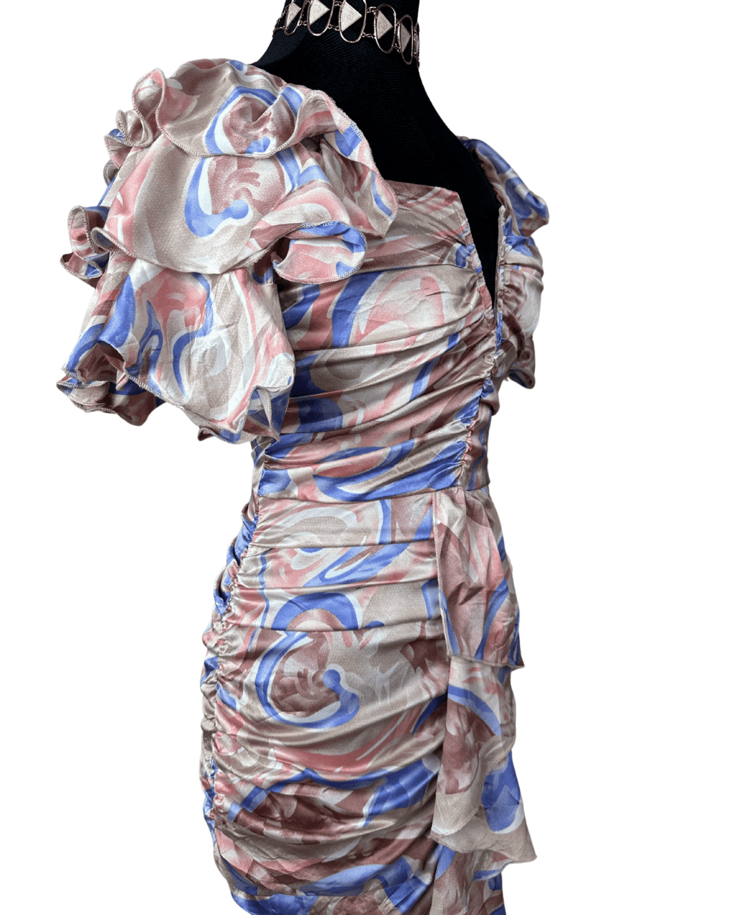 PLT Ruffle Sleeve Ruched Bodycon Dress - Funkify