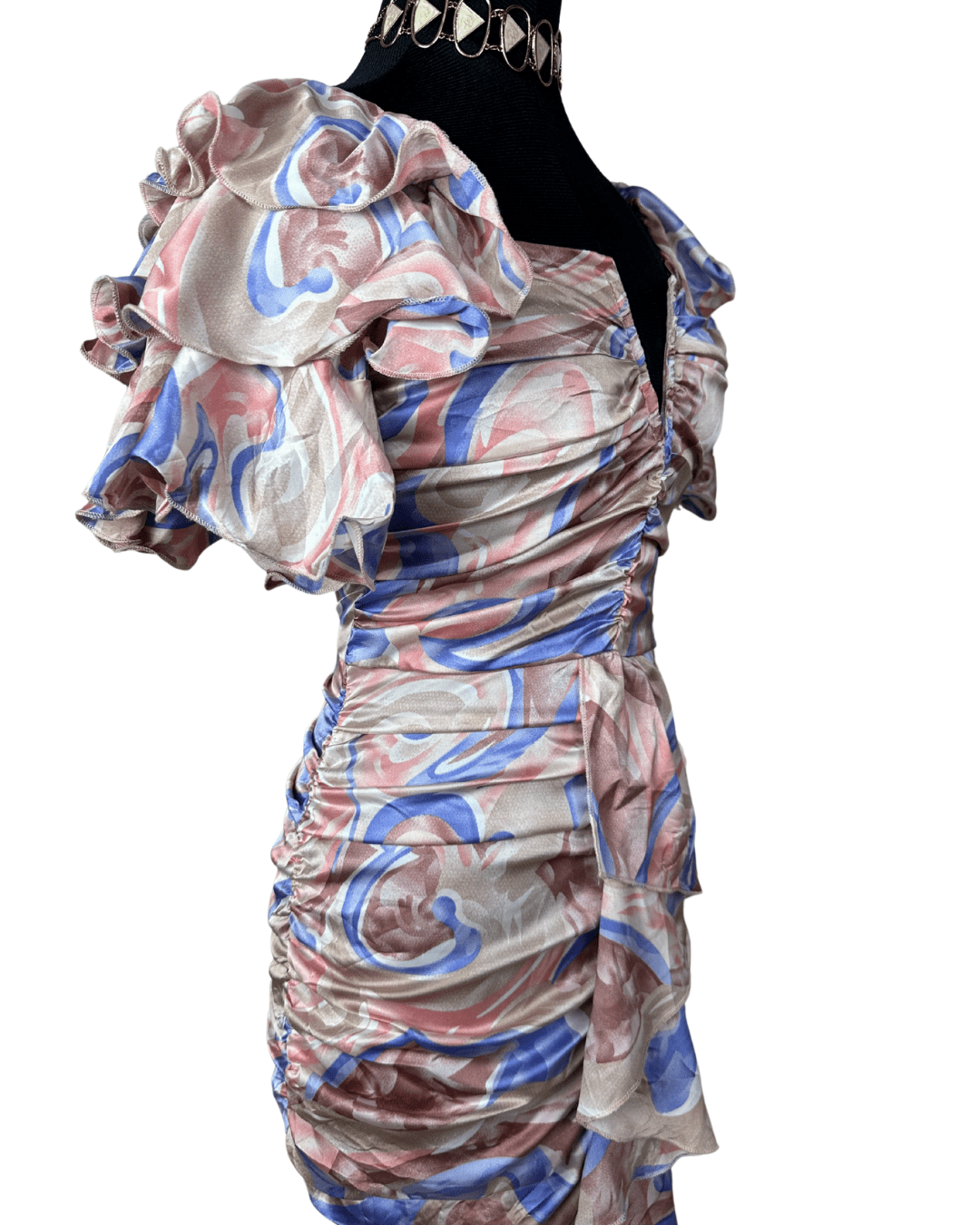 PLT Ruffle Sleeve Ruched Bodycon Dress - Funkify