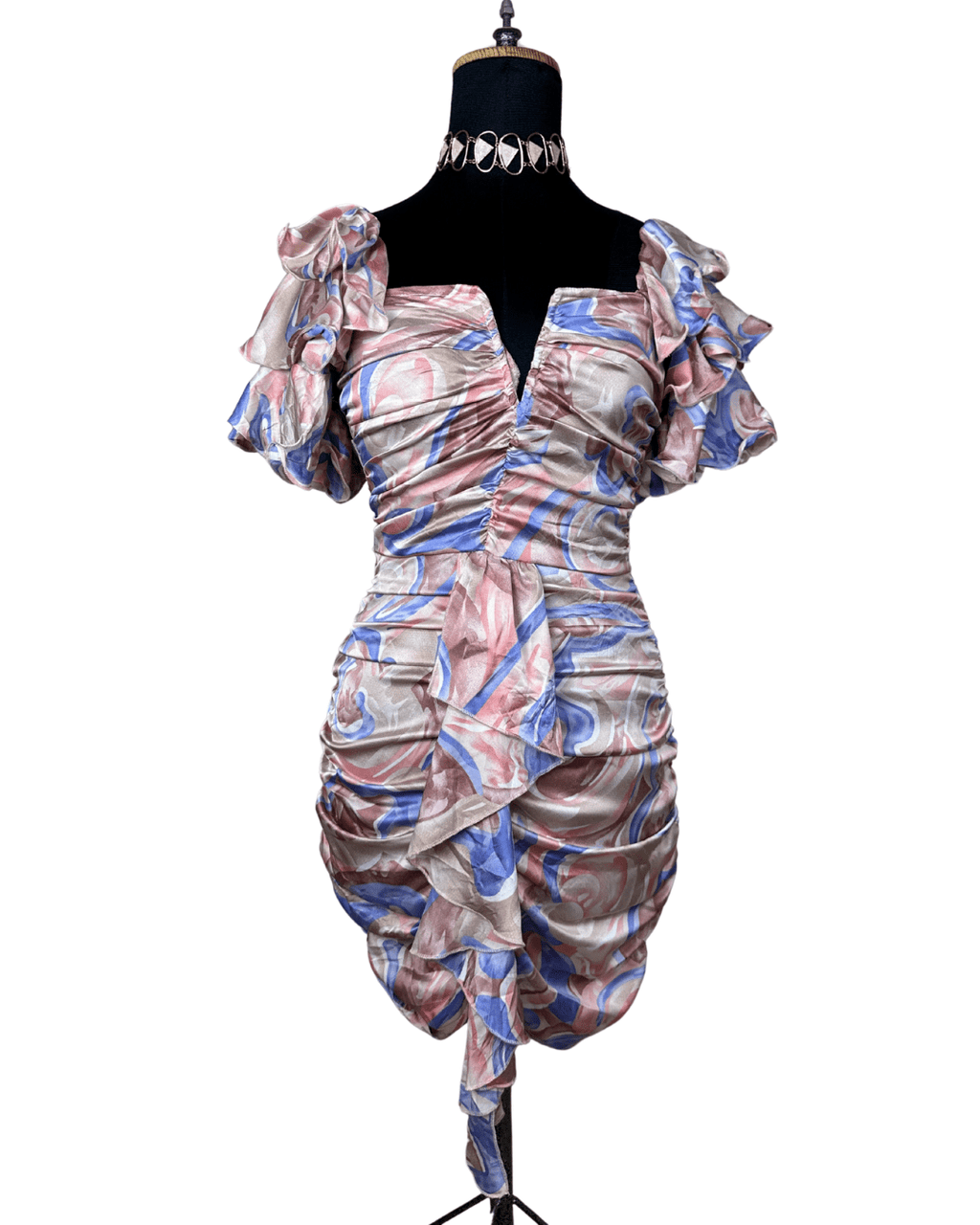 PLT Ruffle Sleeve Ruched Bodycon Dress - Funkify
