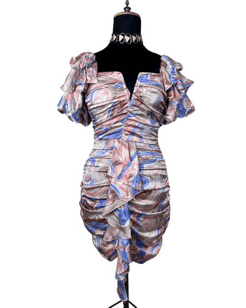 PLT Ruffle Sleeve Ruched Bodycon Dress - Funkify