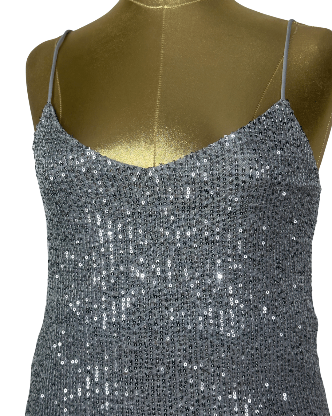 Primark Silver Sequin Slip Mini Dress - XS - Funkify