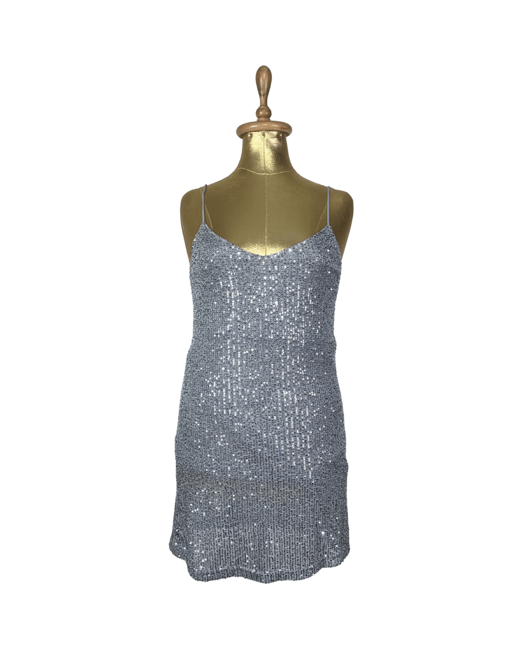 Primark Silver Sequin Slip Mini Dress - XS - Funkify