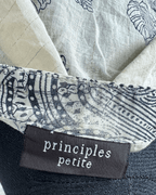 Principles Petite Floral Tie - Front Ruffle Blouse - Small - Funkify