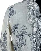 Principles Petite Floral Tie - Front Ruffle Blouse - Small - Funkify