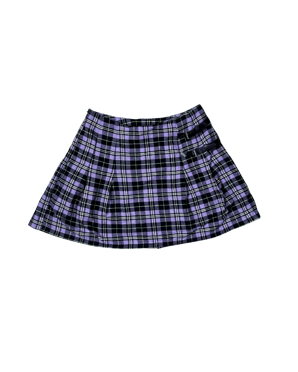 Purple Plaid Pleated Mini Skirt - XL - Funkify