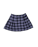 Purple Plaid Pleated Mini Skirt - XL - Funkify