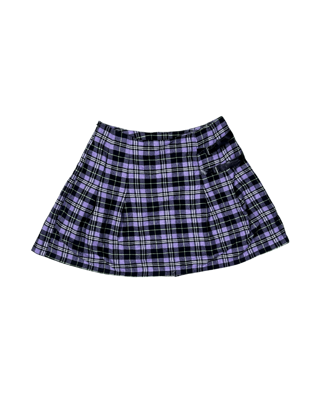Purple Plaid Pleated Mini Skirt - XL - Funkify