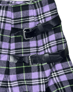 Purple Plaid Pleated Mini Skirt - XL - Funkify