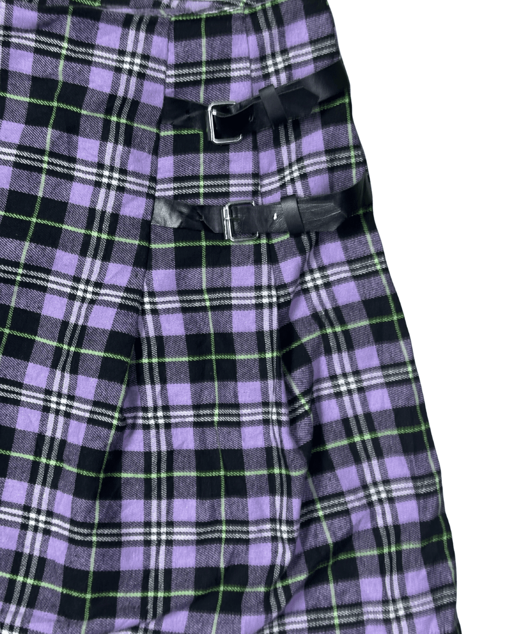 Purple Plaid Pleated Mini Skirt - XL - Funkify