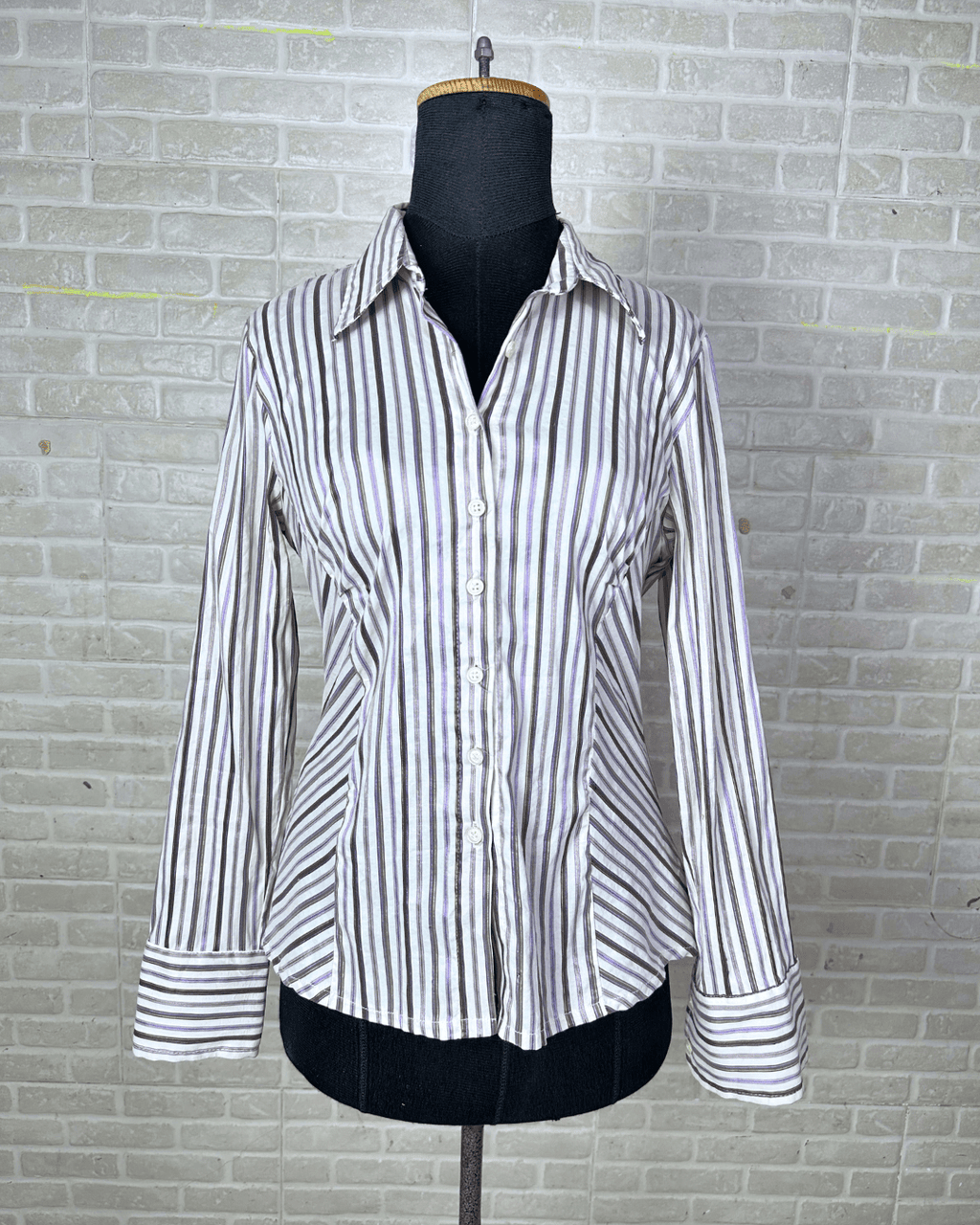 Purple Striped Fitted Women's Shirt - Funkify