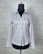 Purple Striped Fitted Women's Shirt - Funkify