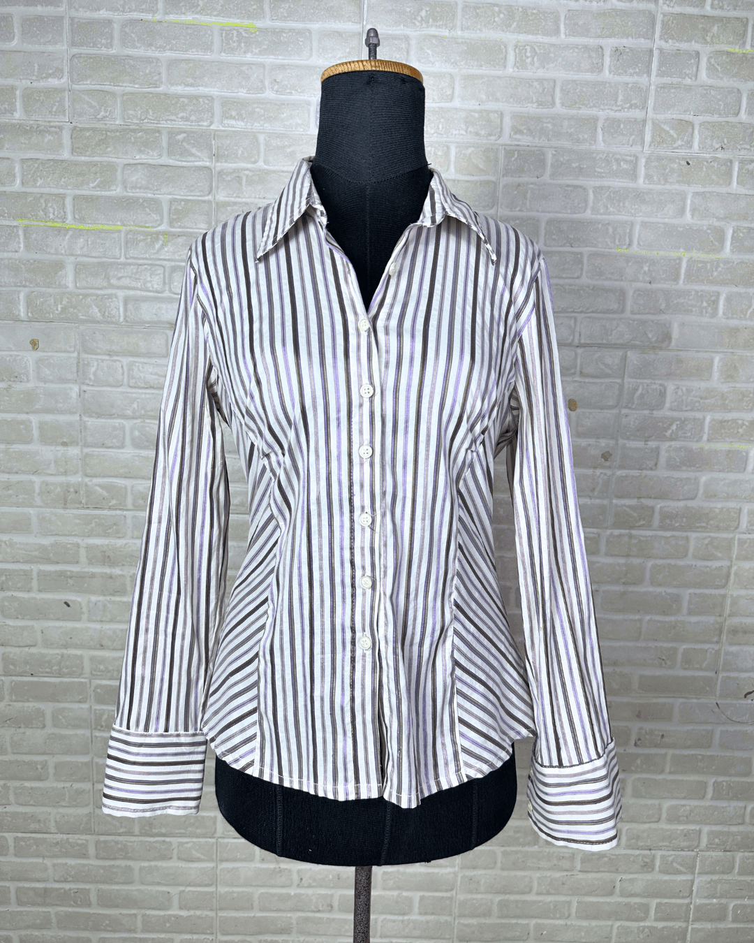 Purple Striped Fitted Women's Shirt - Funkify