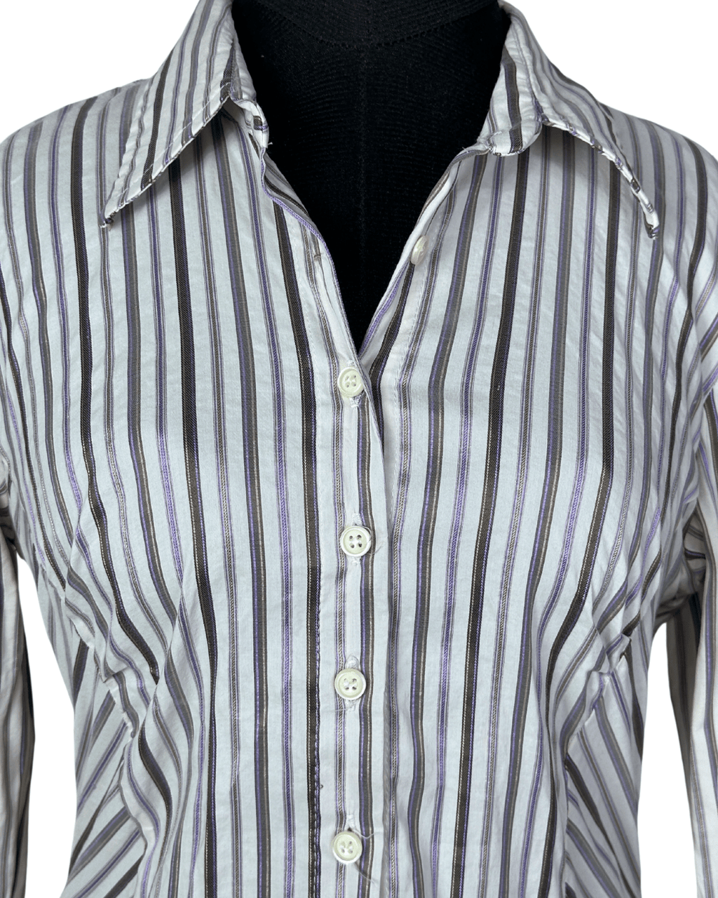 Purple Striped Fitted Women's Shirt - Funkify