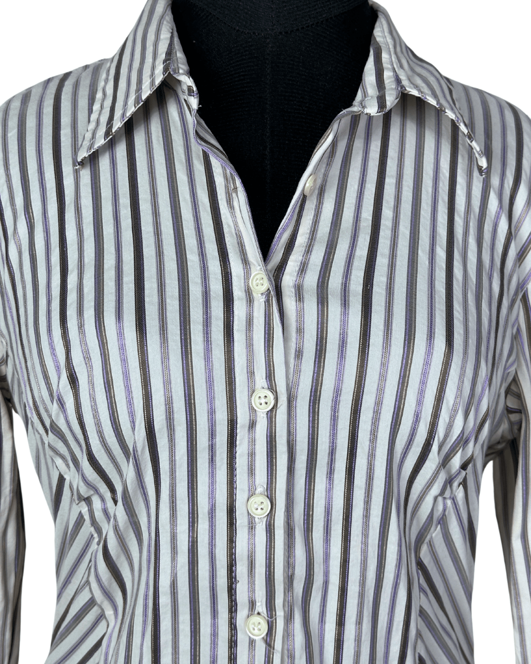 Purple Striped Fitted Women's Shirt - Funkify