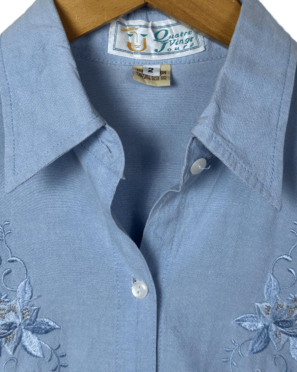 Quatre Vingt Jours Embroidered Shirt Large - Funkify