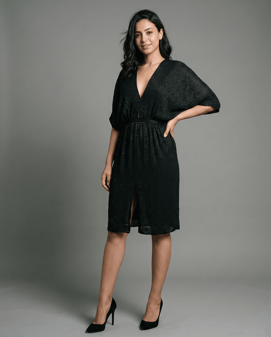 RARE Limited Edition 2009 Jimmy Choo For H&M Beaded Batwing Dress - Funkify