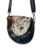 Rare Vintage Genuine Cowhide Mini Leather Saddle Crossbody Bag - Funkify