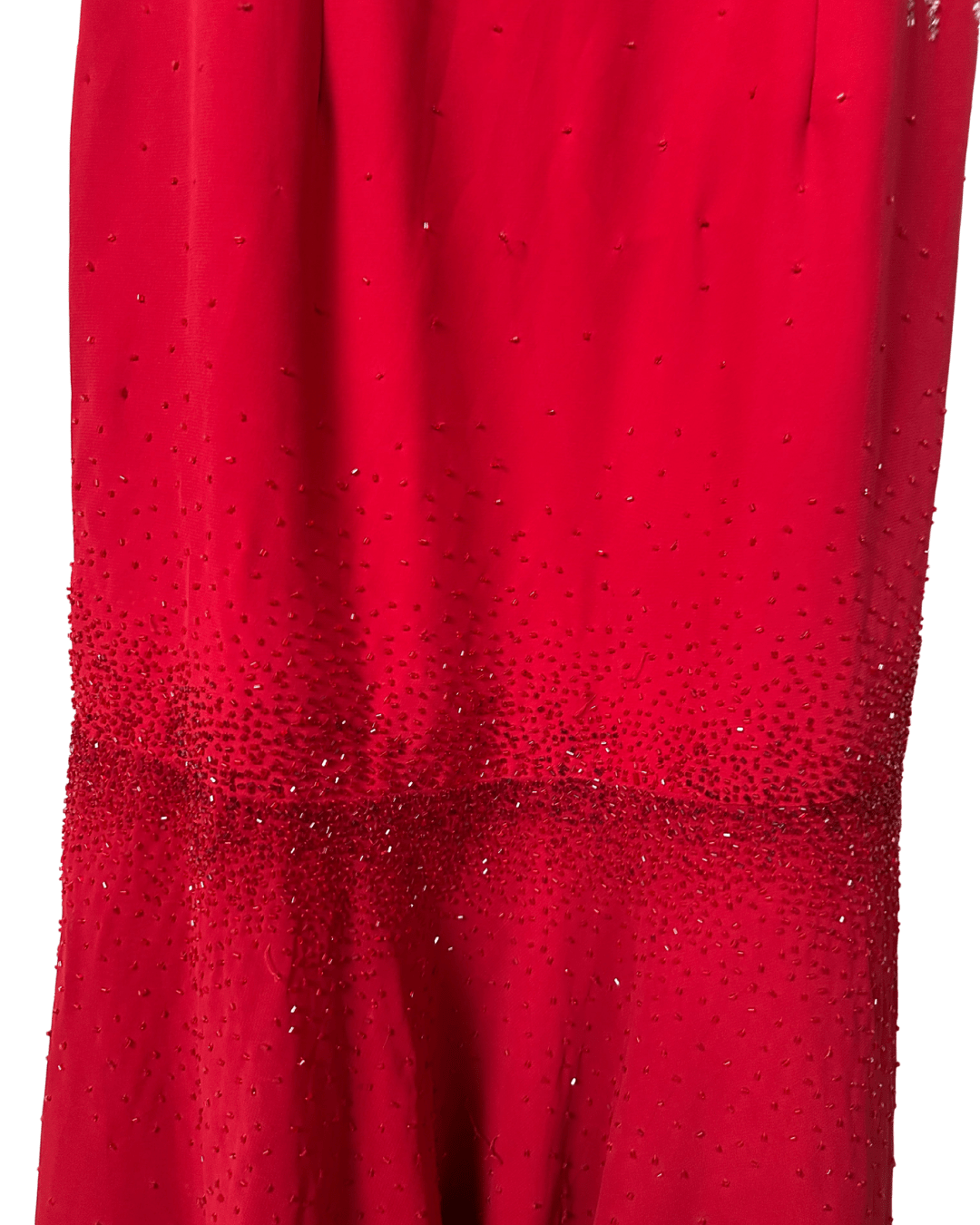 Red Beaded Maxi Evening Dress - Medium - Funkify