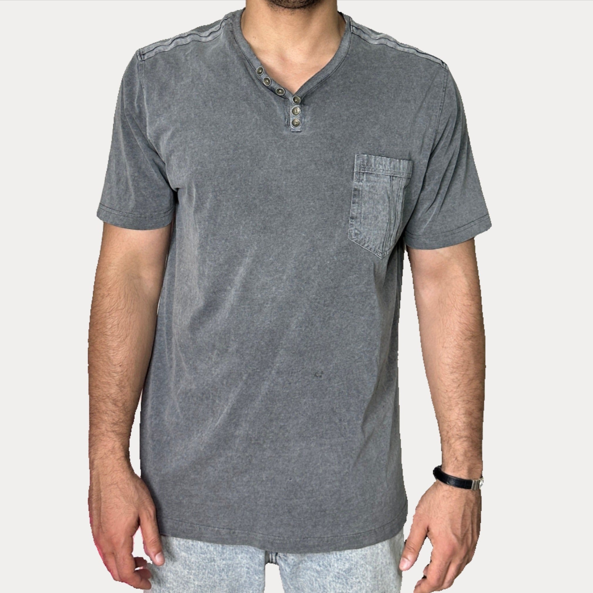 Red Jack V-neck quarter button tee 2XL - Funkify