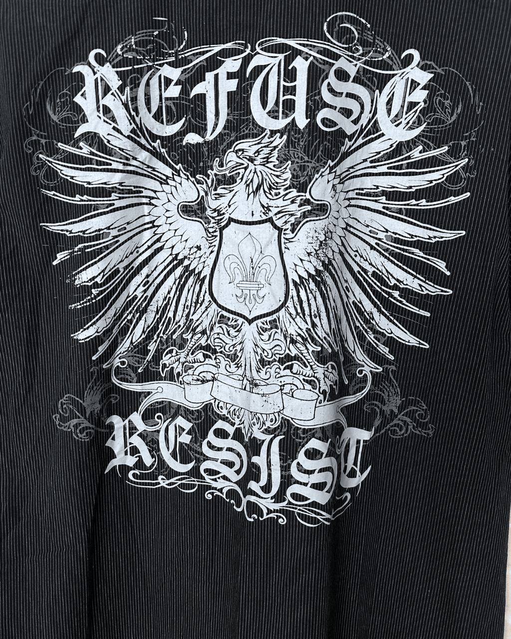 Refuse Resist Graphic Shirt – Pinstripe Eagle Print XL - Funkify