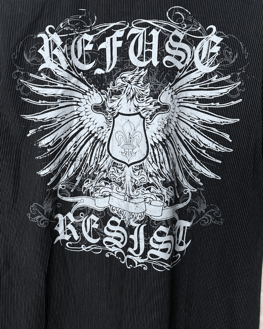 Refuse Resist Graphic Shirt – Pinstripe Eagle Print XL - Funkify
