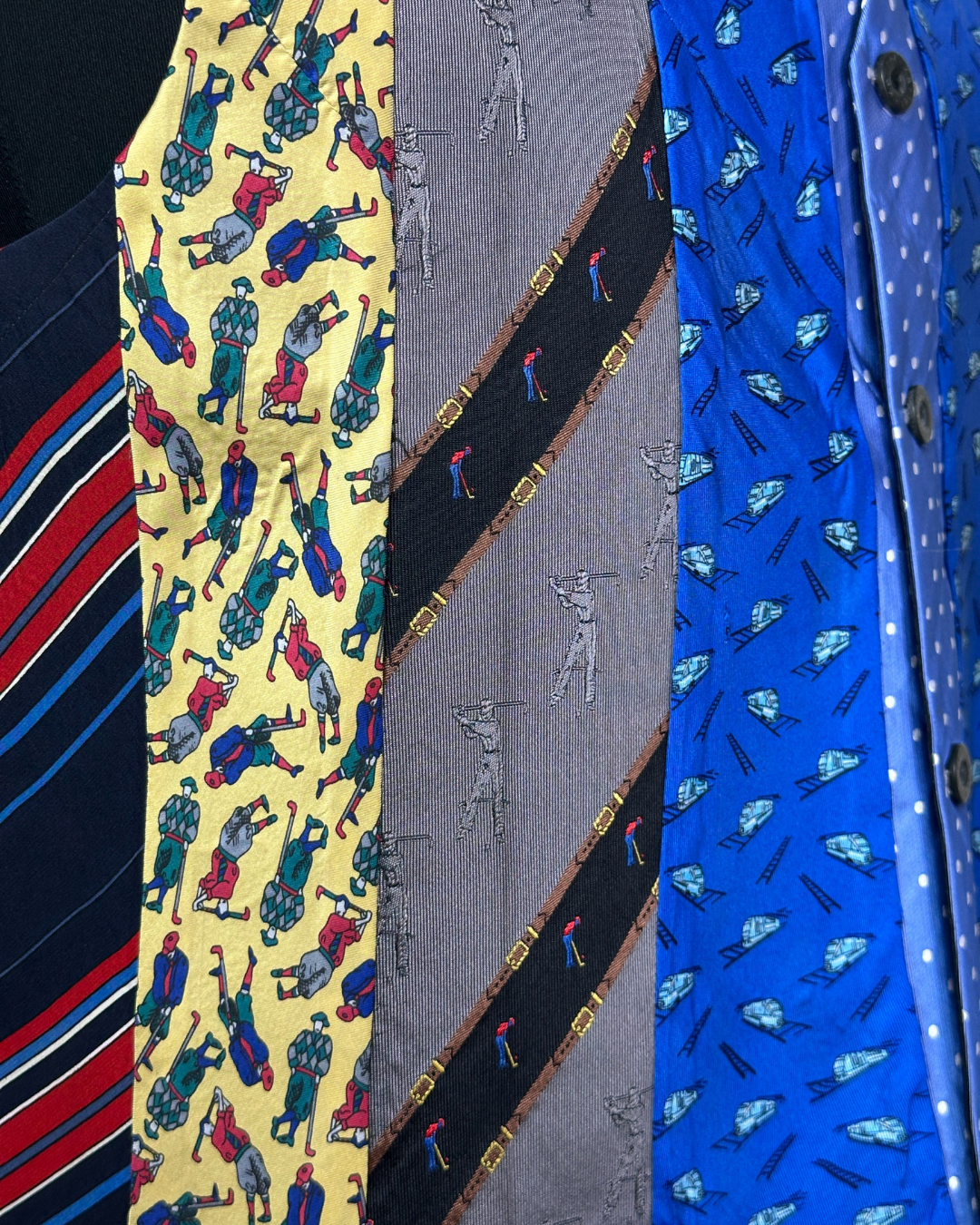 Retied Golfing Theme Upcycled Vest - XL - Funkify