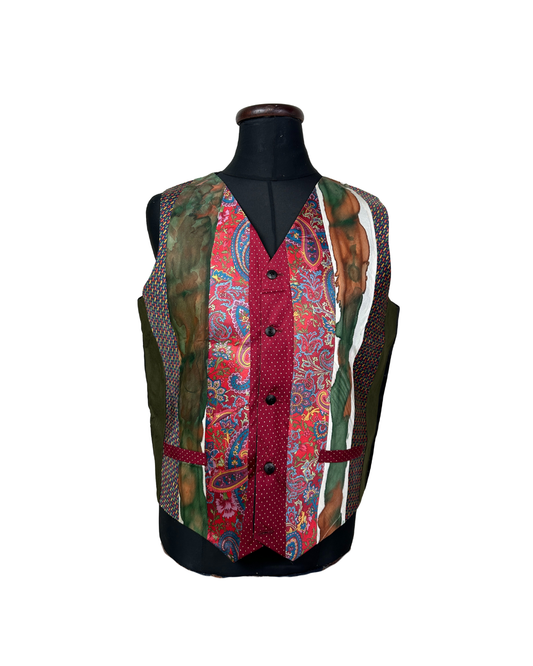 Retied Paisley Artistic Upcycled Vest - XL - Funkify