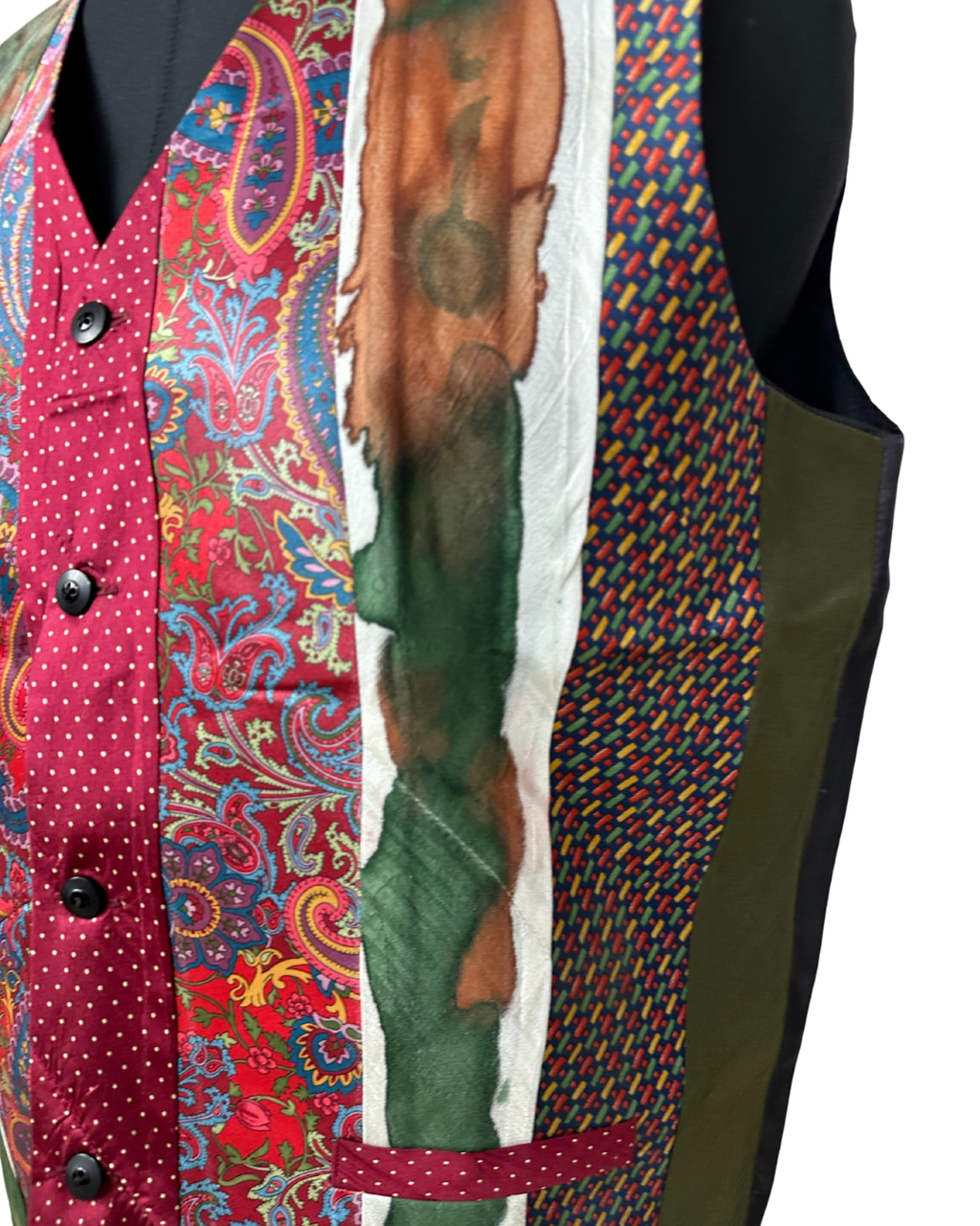 Retied Paisley Artistic Upcycled Vest - XL - Funkify