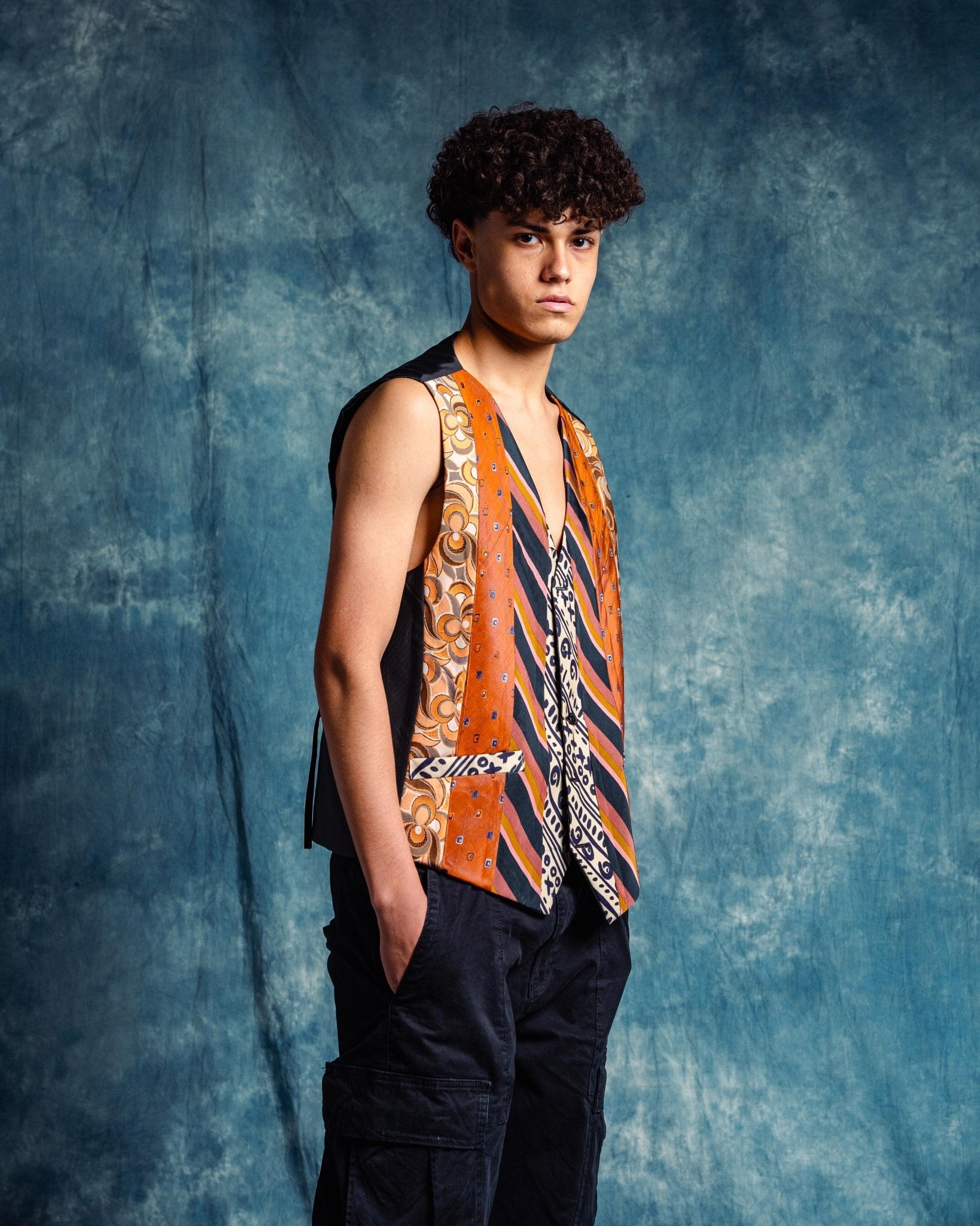 'ReTied' Unisex Upcycled Necktie Vest - Large - Funkify