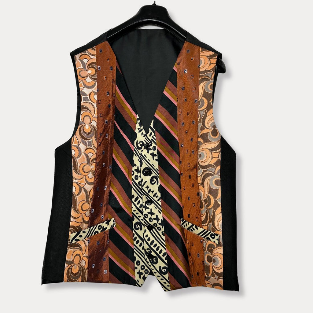 'ReTied' Unisex Upcycled Necktie Vest - Large - Funkify