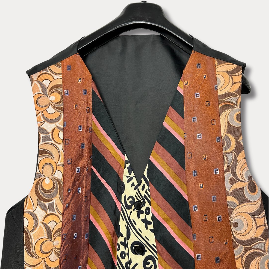 'ReTied' Unisex Upcycled Necktie Vest - Large - Funkify