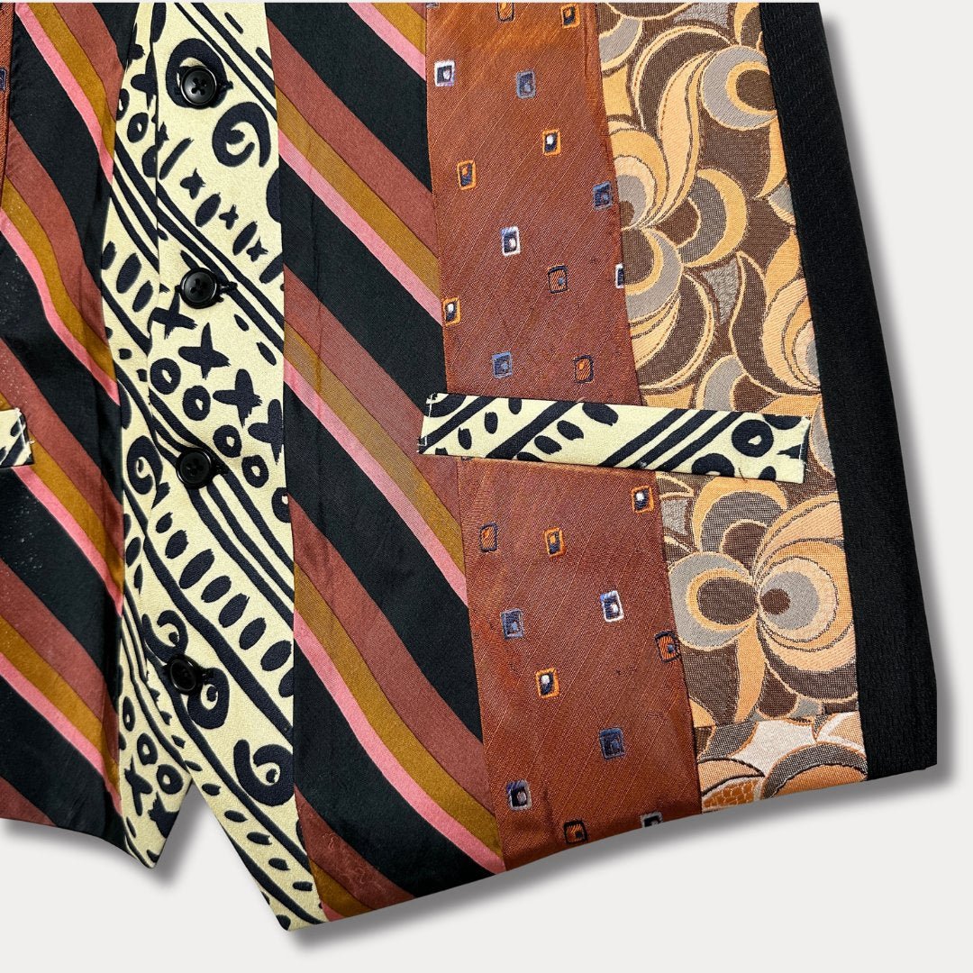 'ReTied' Unisex Upcycled Necktie Vest - Large - Funkify