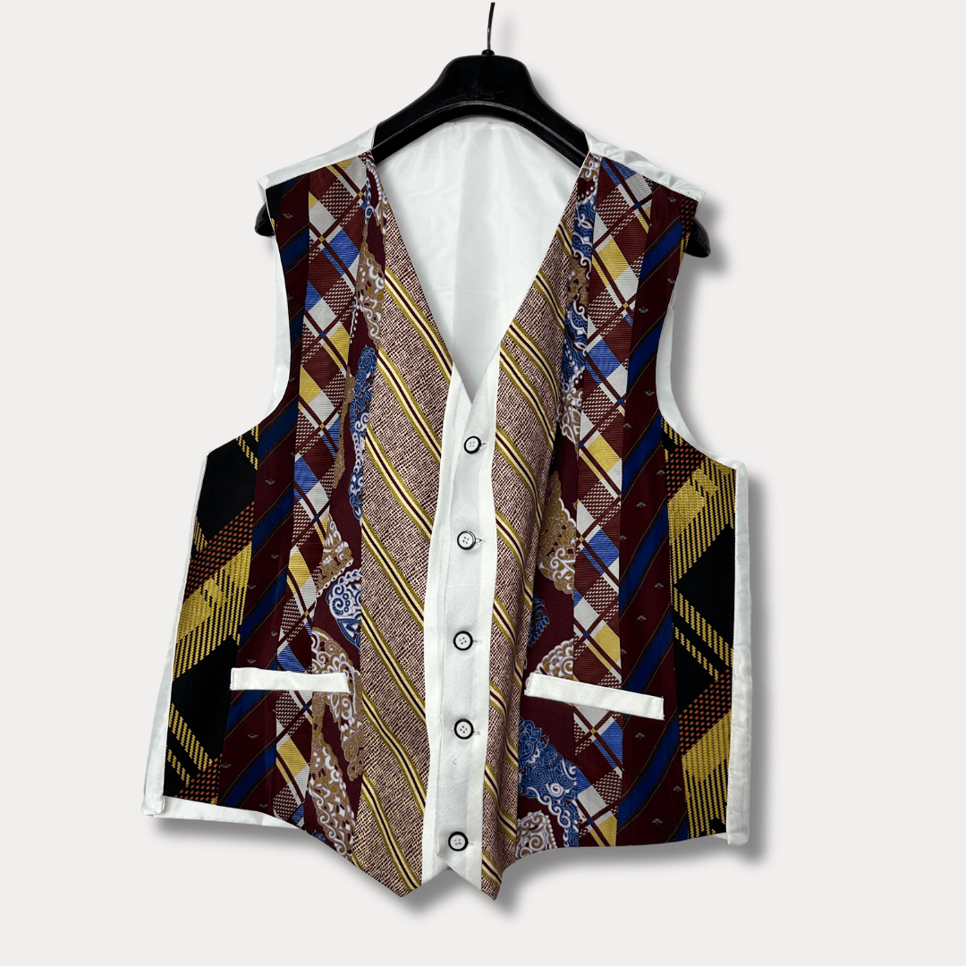 ReTied Unisex Upcycled Necktie Vest - Medium - Funkify