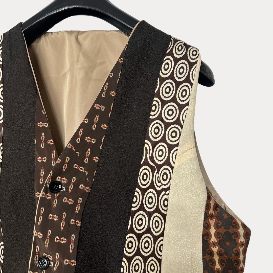 'ReTied' Unisex Upcycled Necktie Vest Medium - Funkify