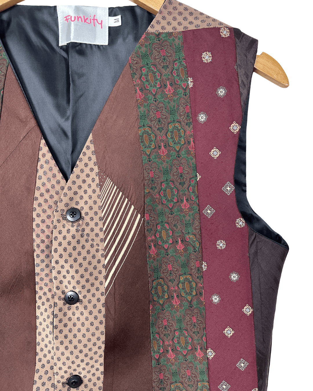 Retied Unisex Upcycled Necktie Vest - Medium - Funkify