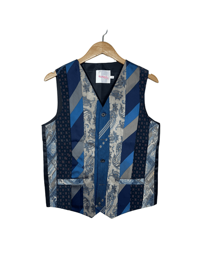 Retied Unisex Upcycled Necktie Vest - Small - Funkify