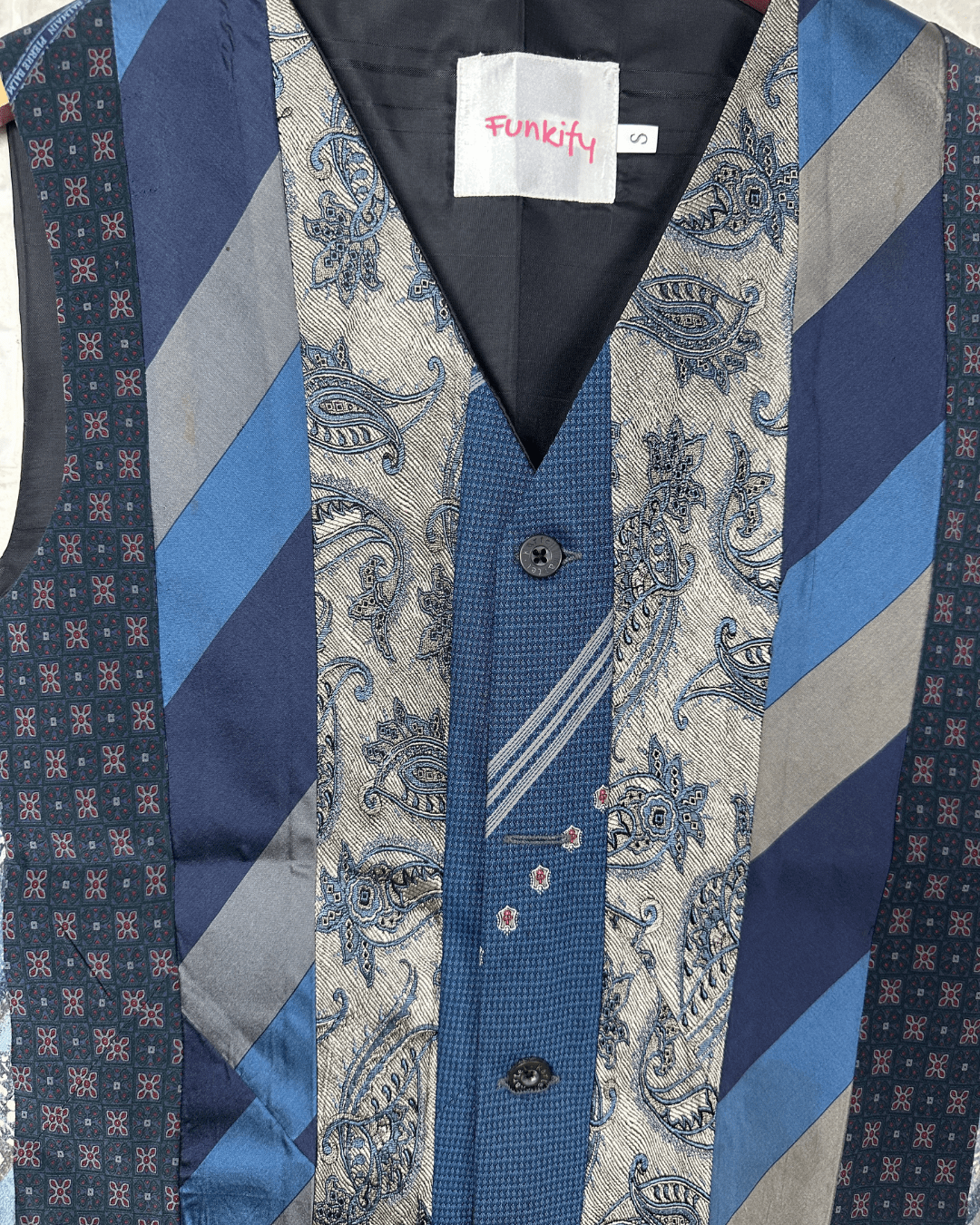 Retied Unisex Upcycled Necktie Vest - Small - Funkify